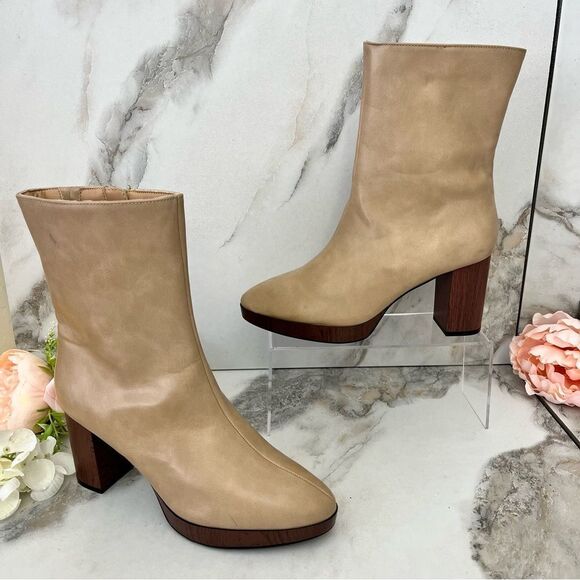 JOURNEE COLLECTION Romer Tru Comfort Platform Block Heel Booties in Tan Size 8 - Picture 4 of 16